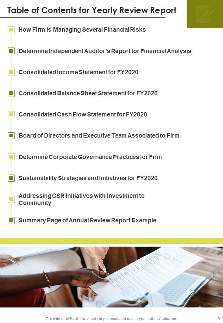 Yearly Review Report Illustration One Pager Documents