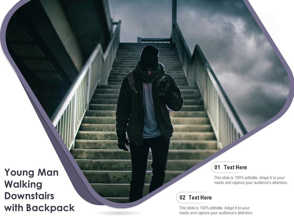 Young_Man_Walking_Downstairs_With_Backpack_Ppt_PowerPoint_Presentation_File_Format_Ideas_PDF_Slide_1.jpg