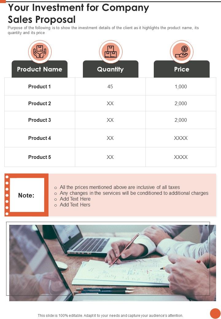 Your Investment For Company Sales Proposal One Pager Sample Example Document Slide01
