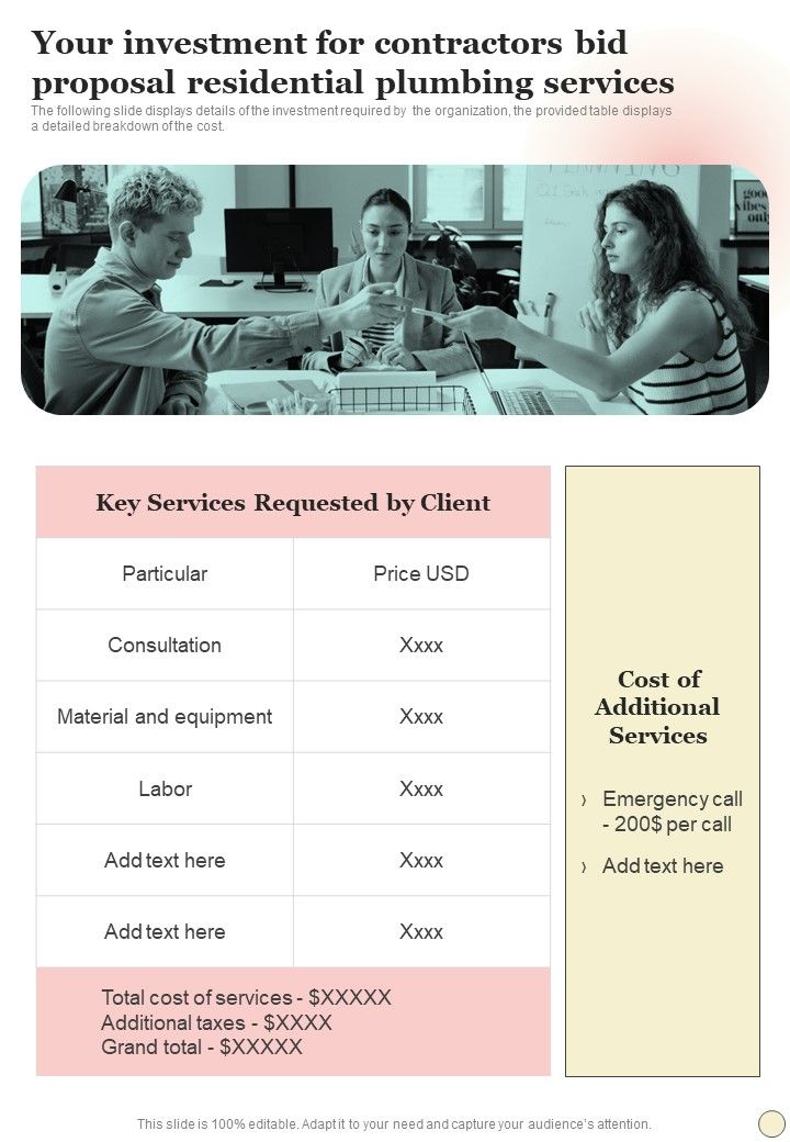 Your_Investment_For_Contractors_Bid_Proposal_Residential_Plumbing_Services_One_Pager_Sample_Example_Document_Slide_1.jpg