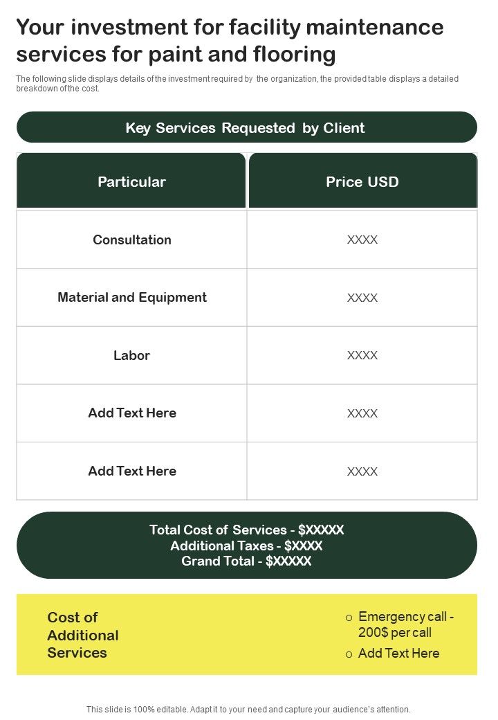 Your_Investment_For_Facility_Maintenance_Services_For_Paint_And_Flooring_One_Pager_Sample_Example_Document_Slide_1.jpg