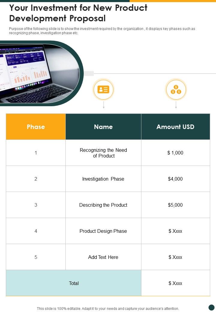 Your Investment For New Product Development Proposal One Pager Sample Example Document Slide01
