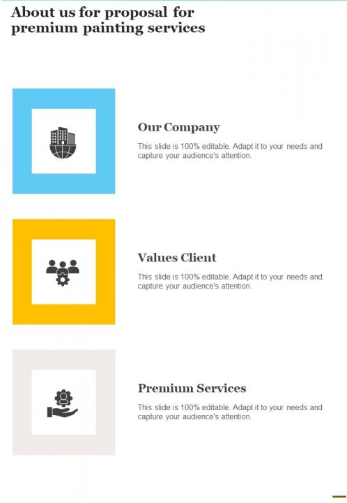 About Us For Proposal For Premium Painting Services One Pager Sample Example Document