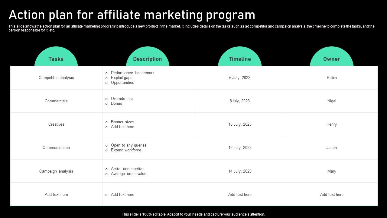 Action Plan For Affiliate Marketing Program Information Pdf