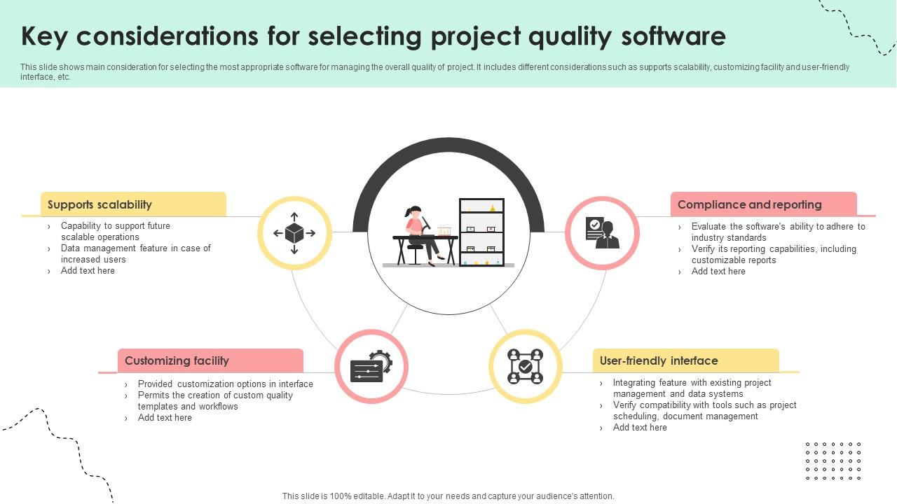 Administering Quality Assurance Key Considerations For Selecting Project Quality Software PM SS V