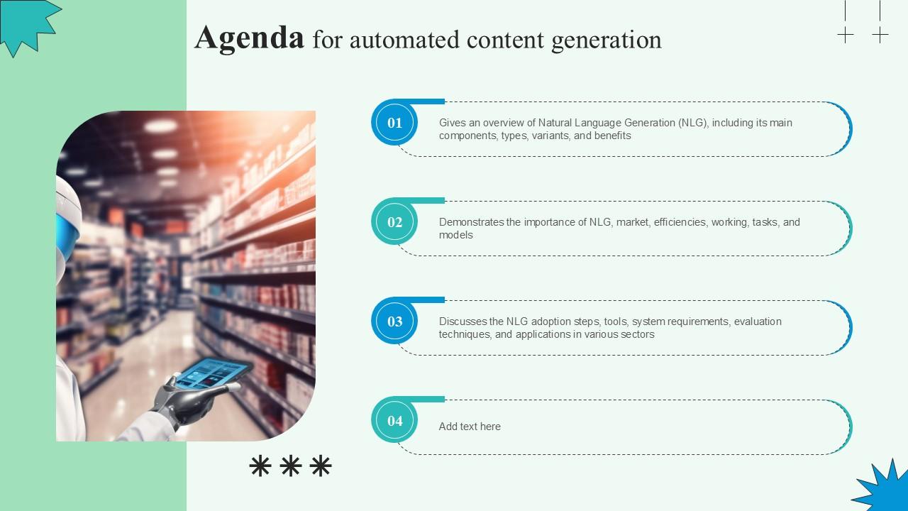 Agenda For Automated Content Generation PPT Sample