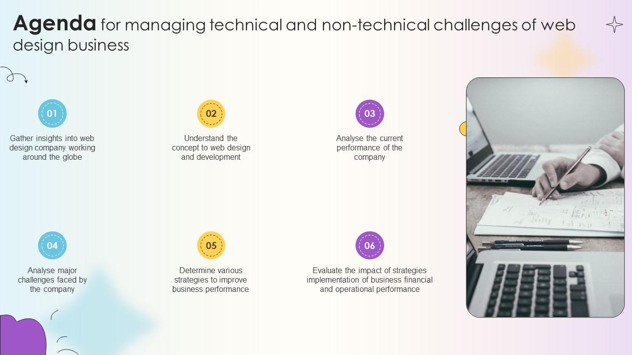 Agenda For Managing Technical And Non Technical Challenges Of Web Design Business