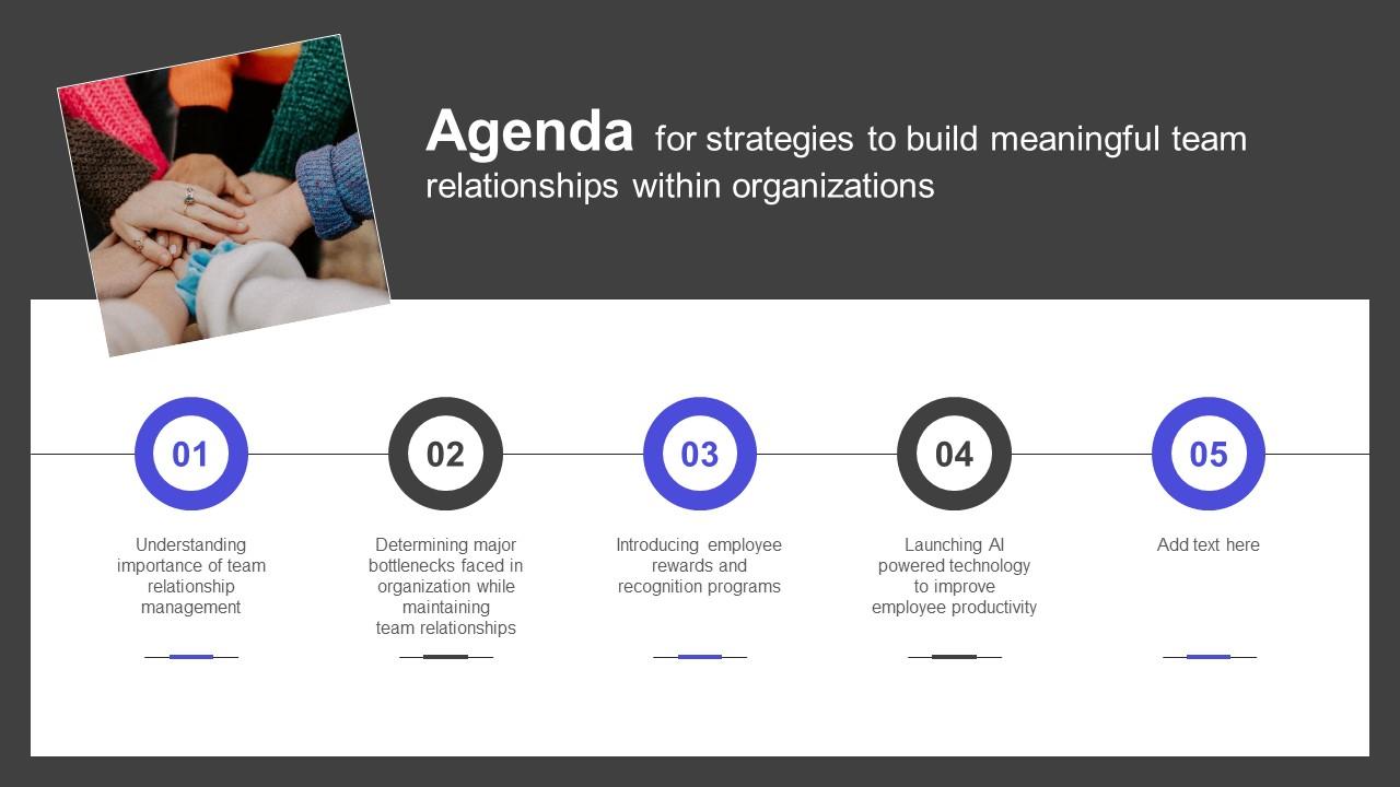 Agenda For Strategies To Build Meaningful Team Relationships Within Organizations Professional PDF