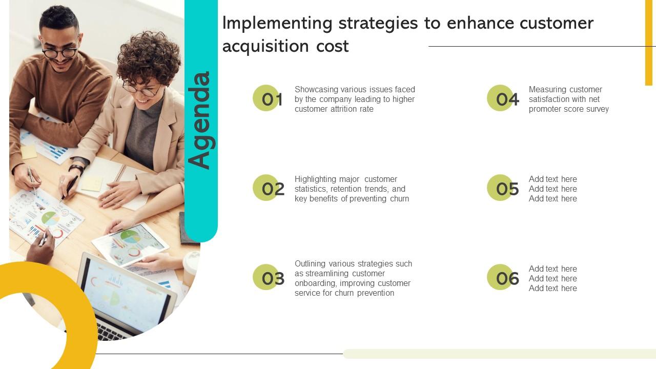Agenda Implementing Strategies To Enhance Customer Acquisition Cost Ideas PDF