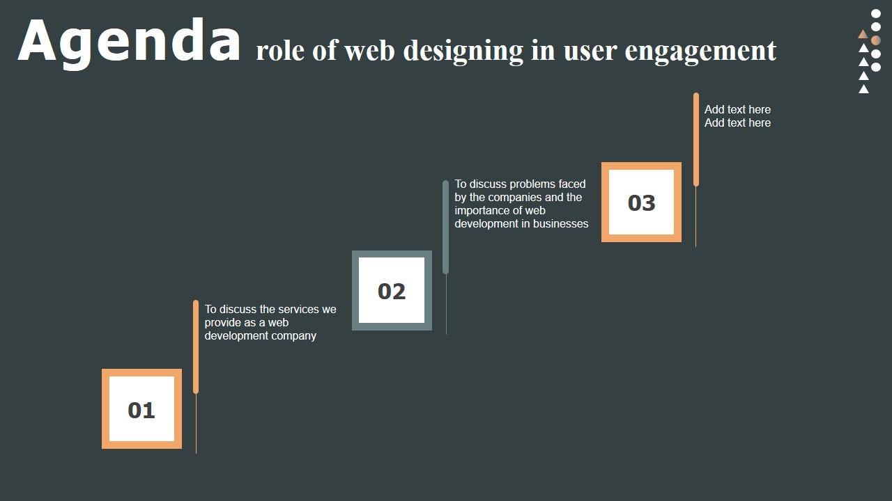 Agenda Role Of Web Designing In User Engagement Mockup PDF