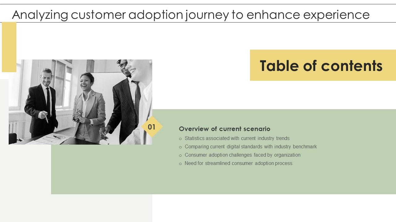 Analyzing Customer Adoption Journey To Enhance Experience Table Of Content Elements Pdf