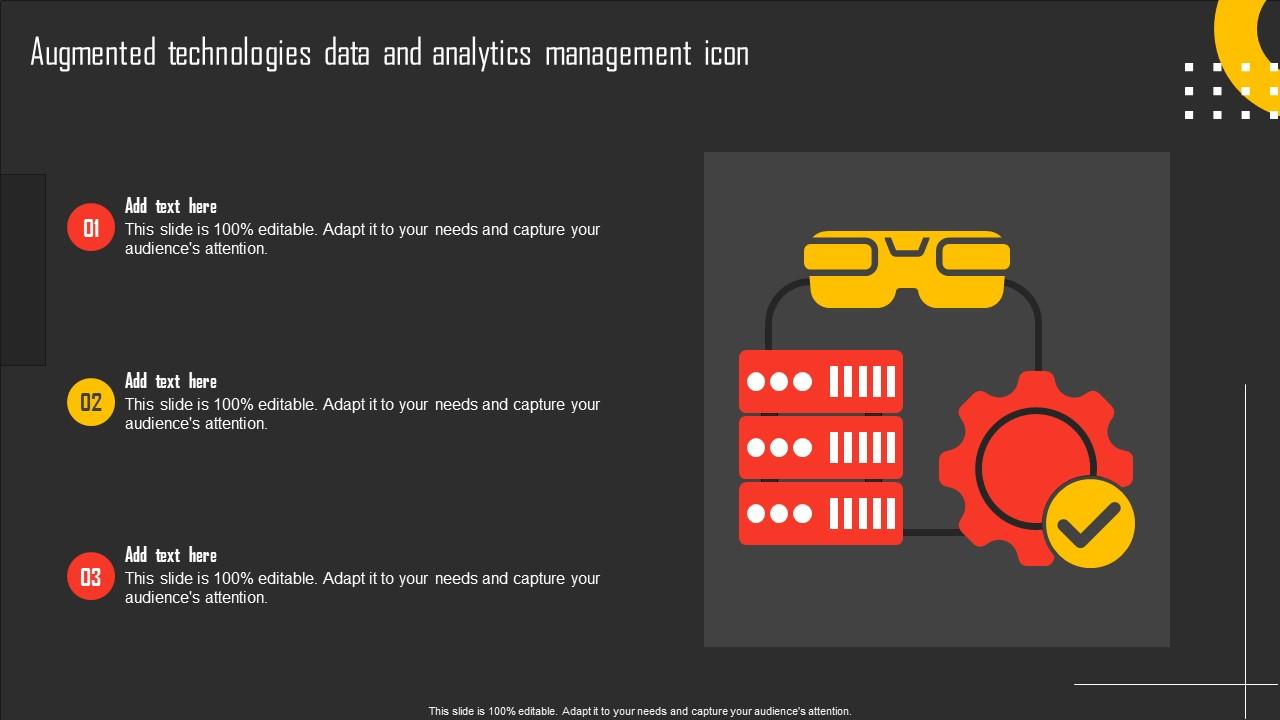 Augmented Technologies Data And Analytics Management Icon Template Pdf