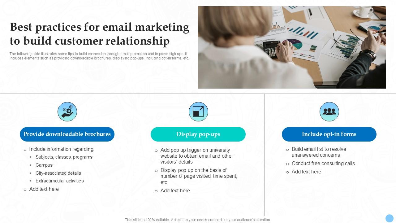 Best Practices For Email Marketing To Build Higher Education Ppt Slides Strategy SS V