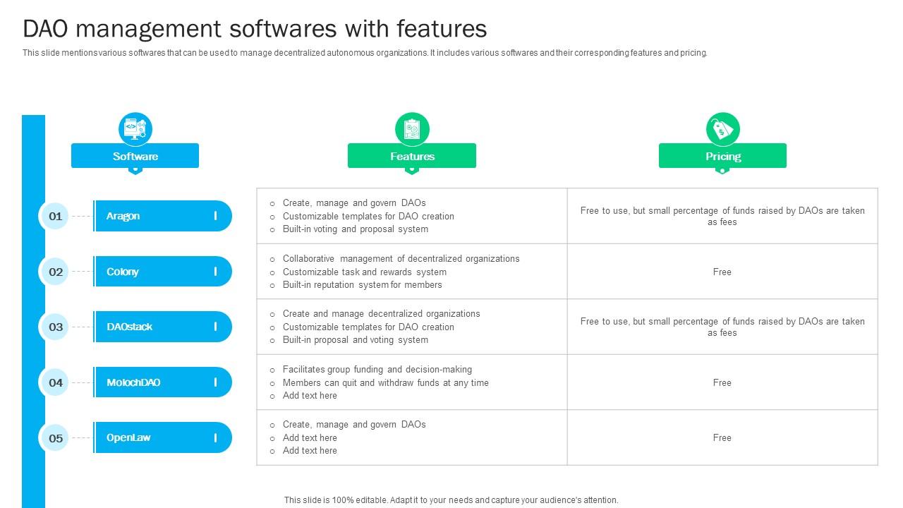 Blockchain Basics Understanding Dao Management Softwares Ppt Template BCT SS V