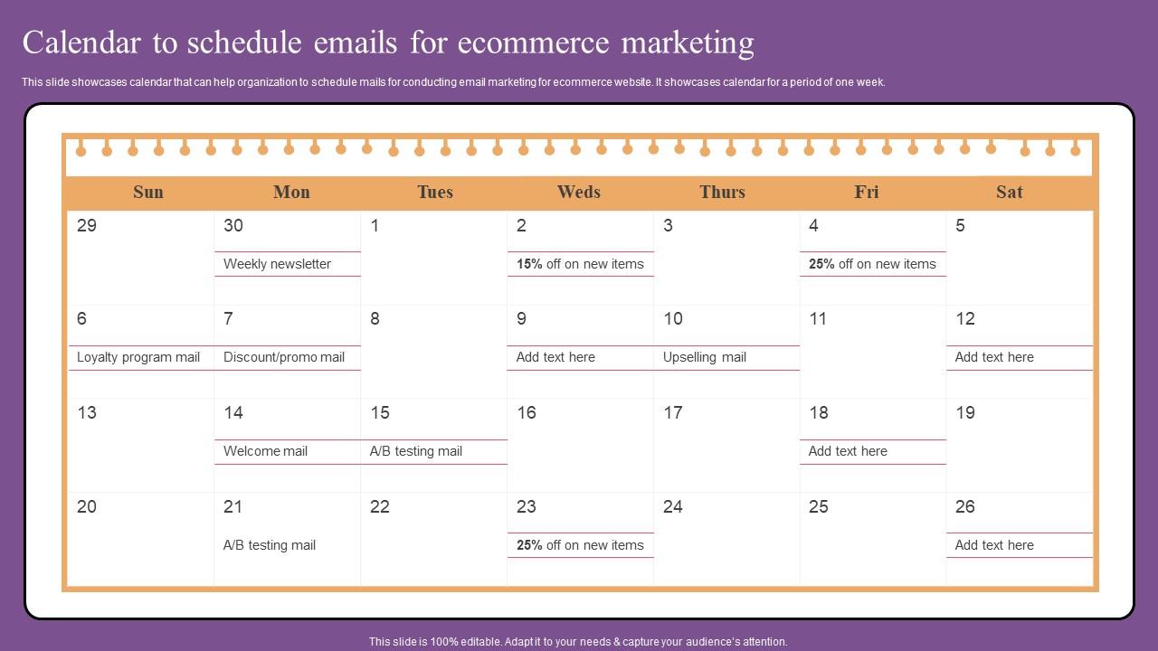 Calendar To Schedule Emails Website Optimization To Improve Product Sale Structure Pdf