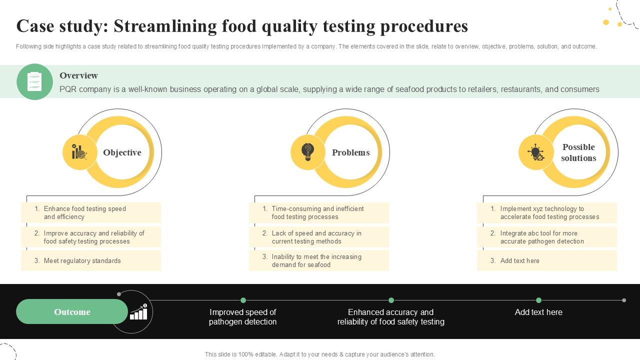 Case Study Streamlining Food Quality Control Guide For Food PPT Template