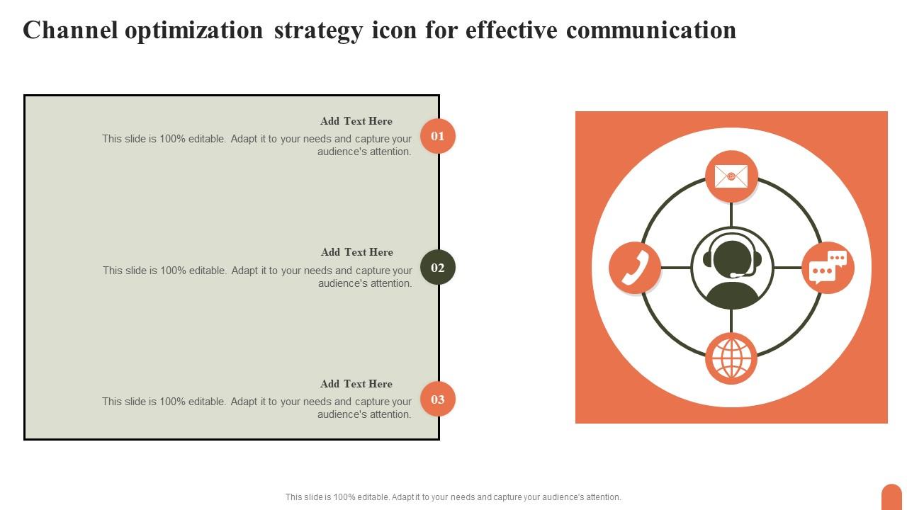 Channel Optimization Strategy Icon For Effective Communication Professional Pdf