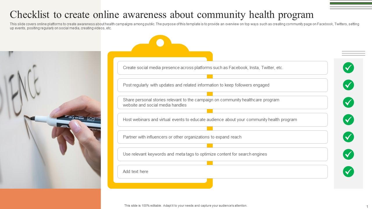 Checklist To Create Online Awareness Building A Winning Community Outreach Strategy SS V