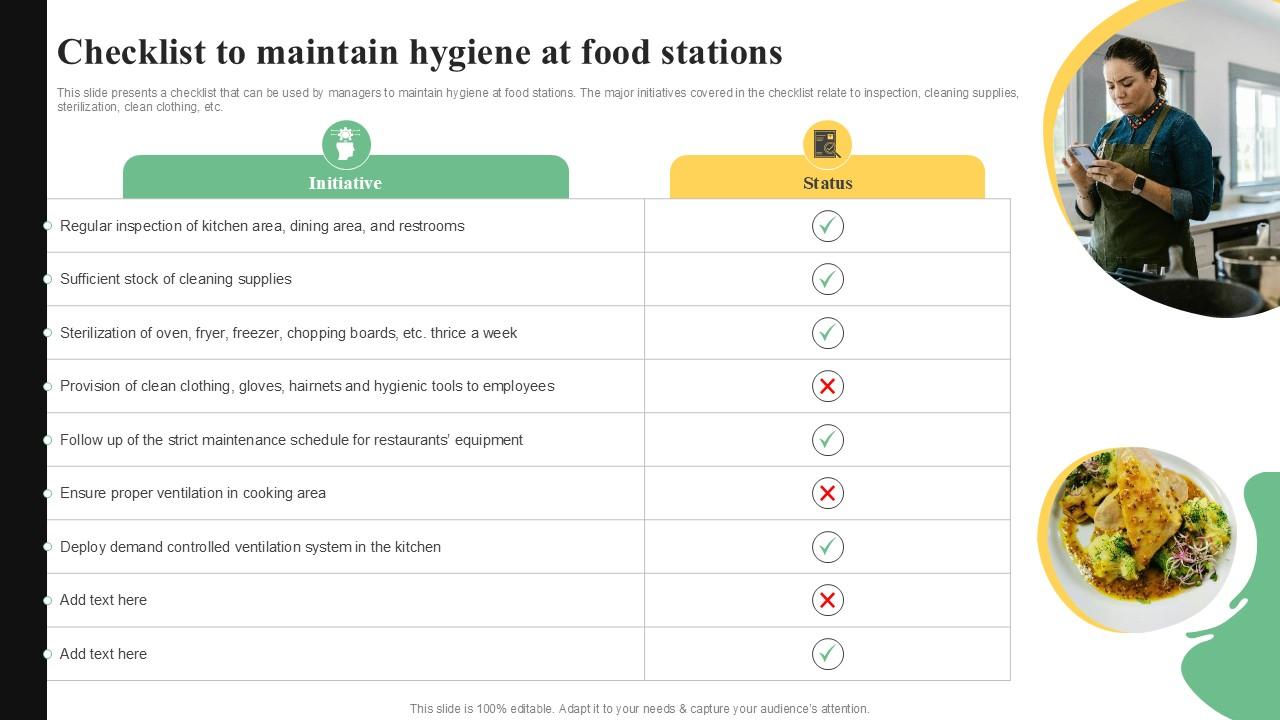 Checklist To Maintain Hygiene At Quality Control Guide For Food PPT Example
