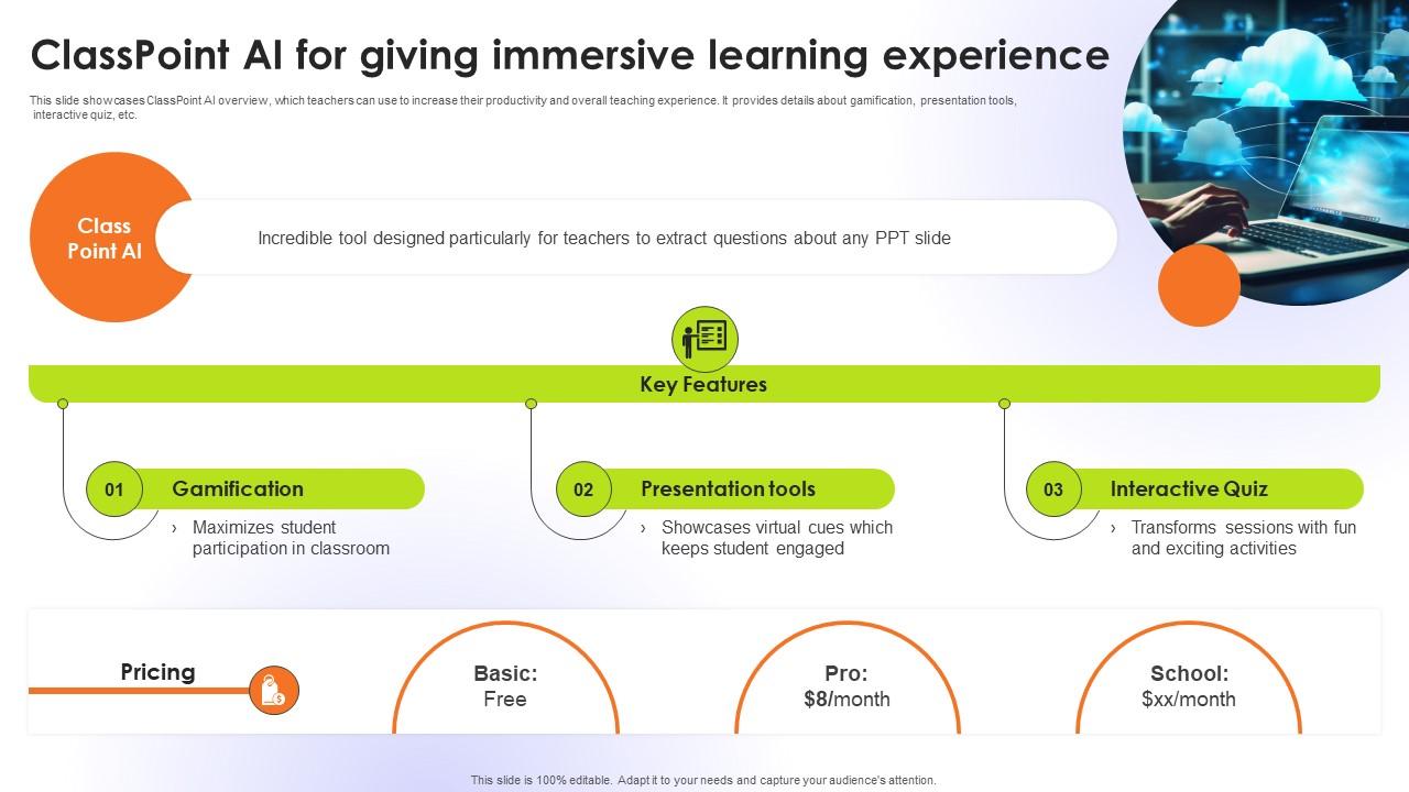 Classpoint AI For Giving Immersive Learning Educational Transformation Through AI SS V