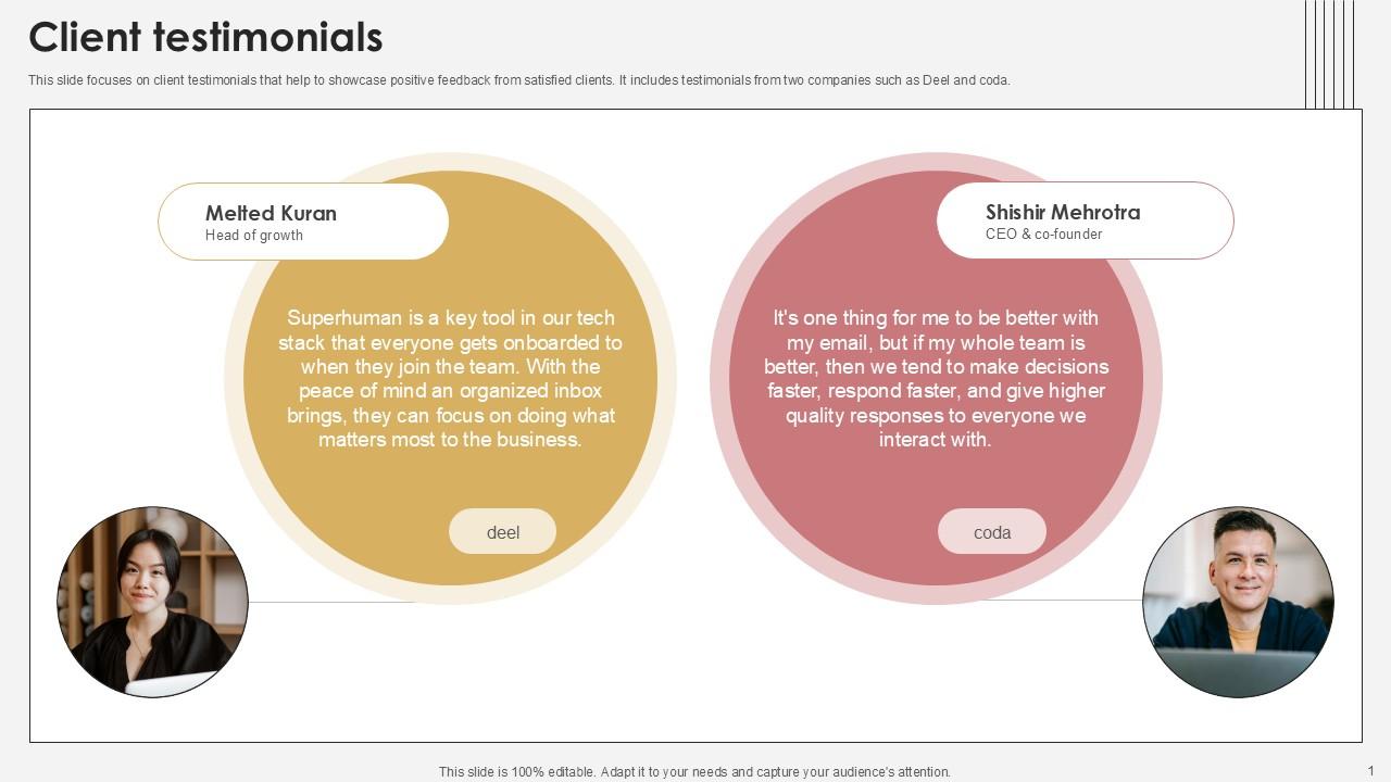 Client Testimonials Communication Tech Company Pitch Deck PPT Slide