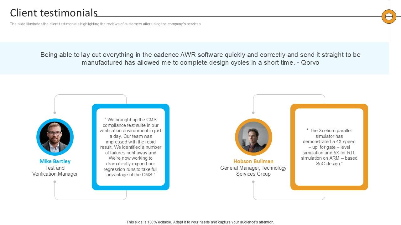Client Testimonials Computational Software Company Investor Funding Ppt Sample