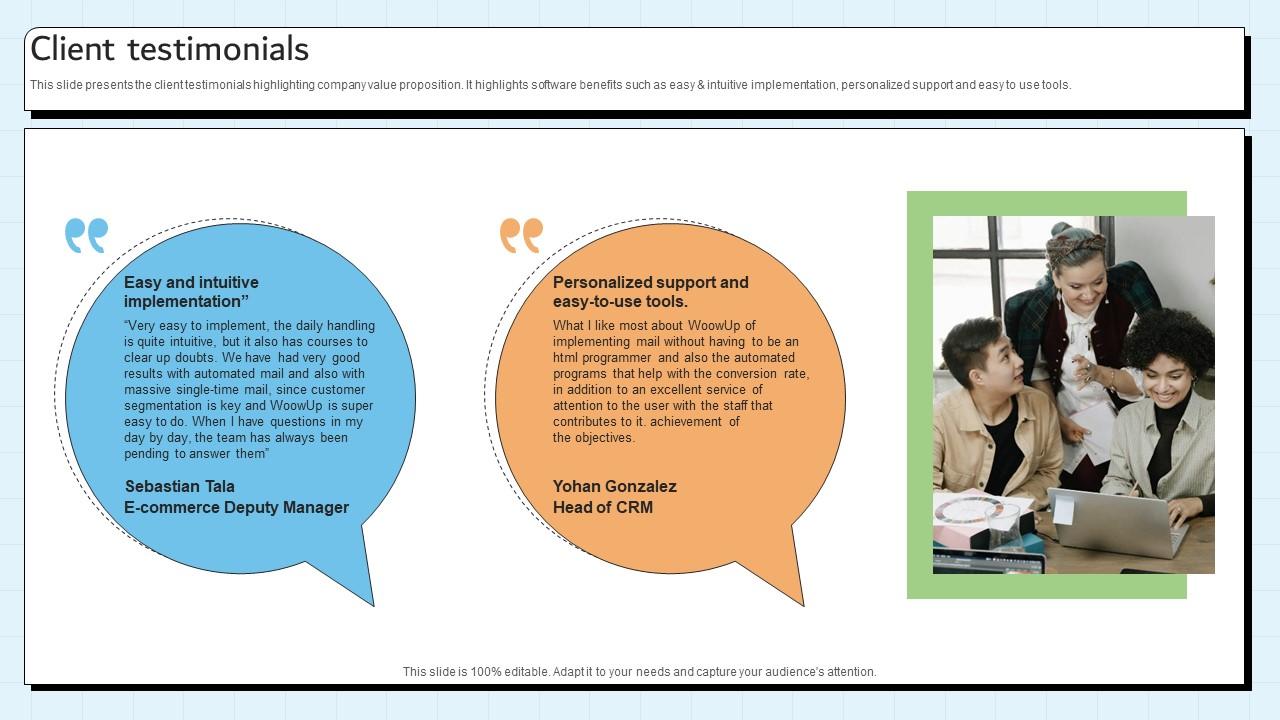 Client Testimonials Customer Relationship Management Platform Pitch Deck