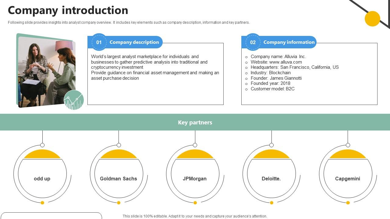 Company Introduction Analytics Company Investor Funding Elevator