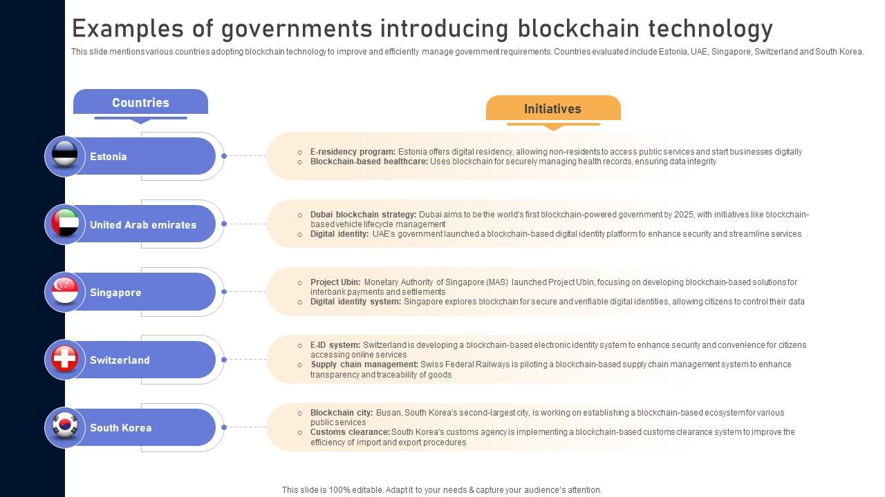 Comprehensive Look At Blockchain Examples Of Governments Introducing Blockchain BCT SS V