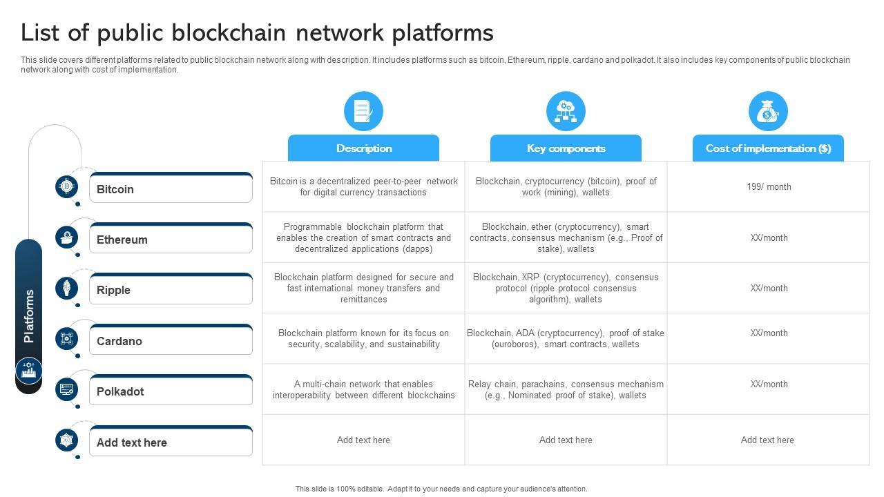 Comprehensive Manual For Blockchain List Of Public Blockchain Network Platforms BCT SS V