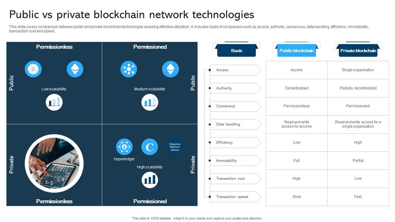 Comprehensive Manual For Blockchain Public Vs Private Blockchain Network BCT SS V