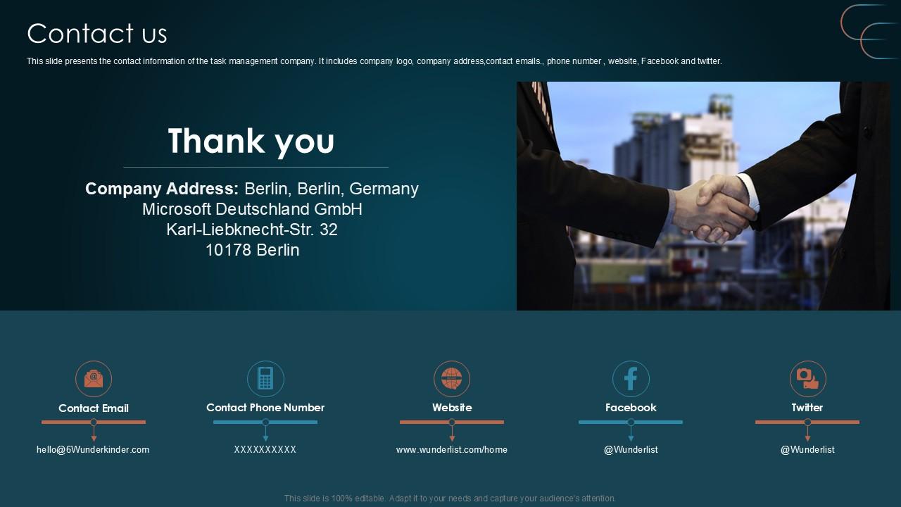 Contact Us Team Collaboration Platform Pitch Deck PPT Sample
