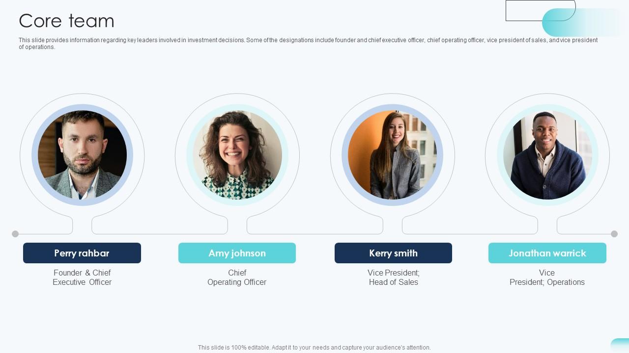 Core Team Big Data Analytics Investor Funding Elevator Pitch Deck