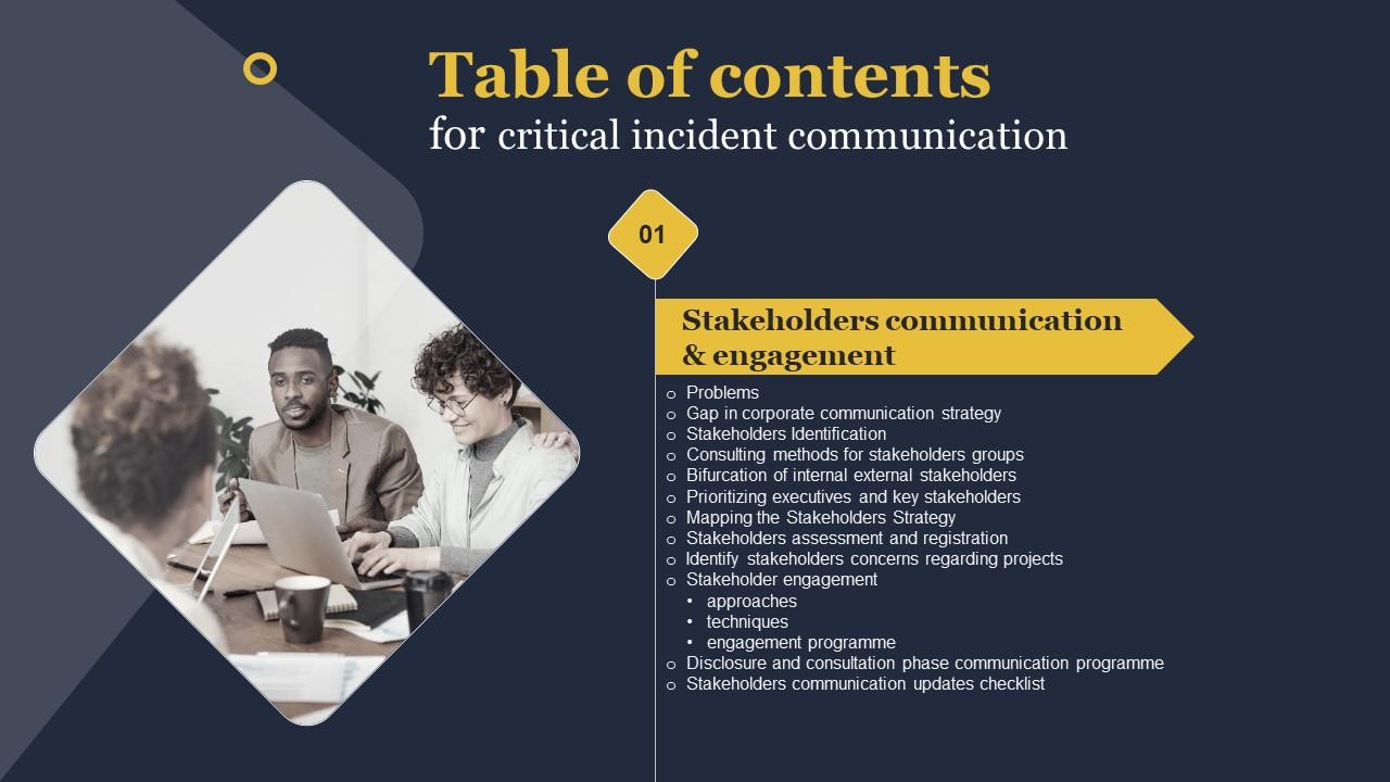 Critical Incident Communication Table Of Contents Microsoft Pdf