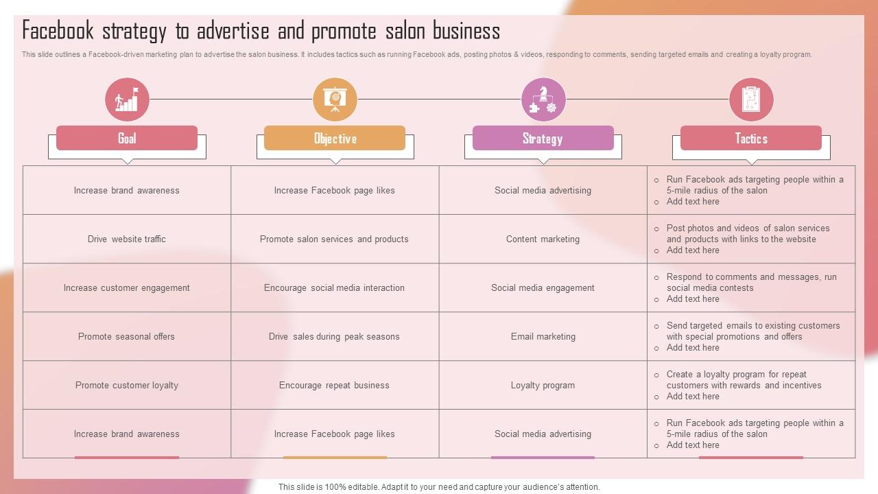 Customizing The Salon Experience Facebook Strategy To Advertise And Promote Salon Business Strategy SS V