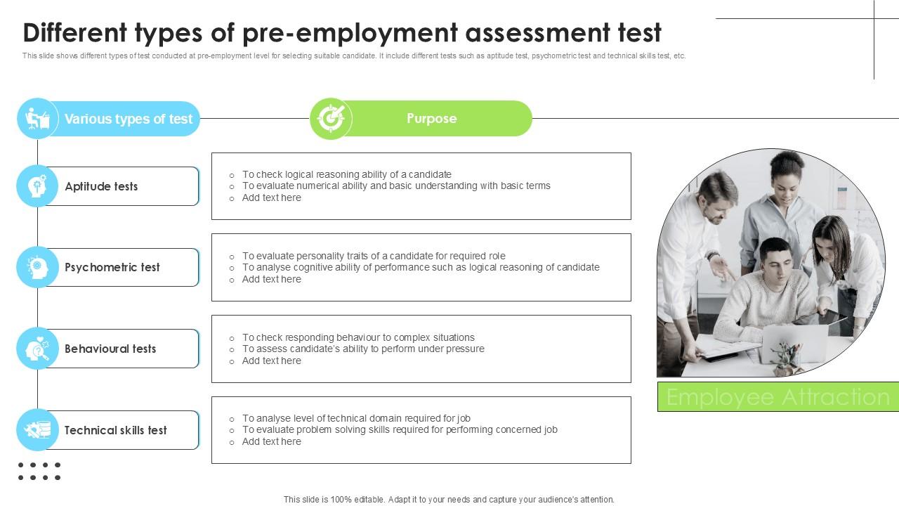 Different Types Of Pre Employment Employee Attraction And Competency Ppt Slide
