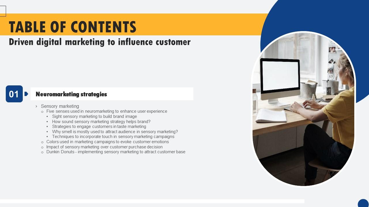 Driven Digital Marketing To Influence Customer Table Of Contents Brochure Pdf