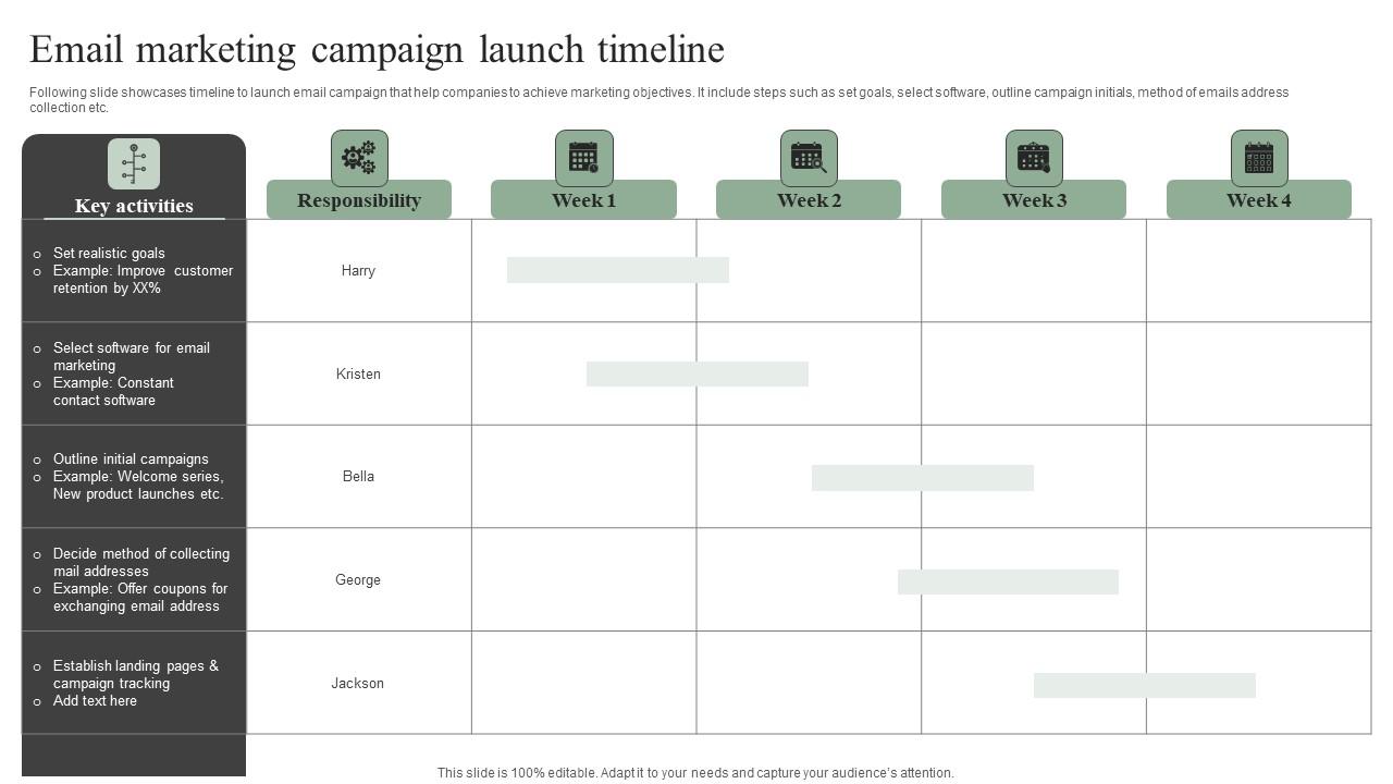 Email Marketing Campaign Launch Timeline Efficient Marketing Tactics Demonstration Pdf