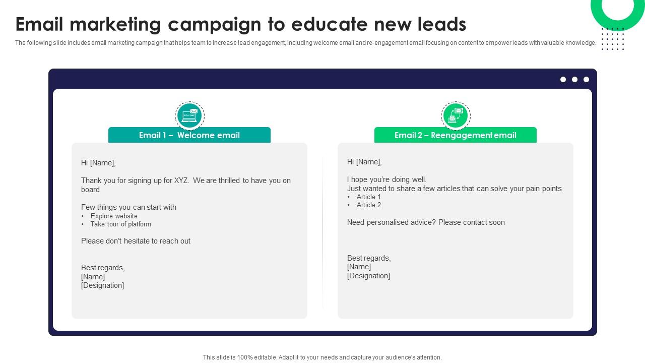 Email Marketing Campaign To Educate New Leads Tactics For Improving Field Sales Team SA SS V