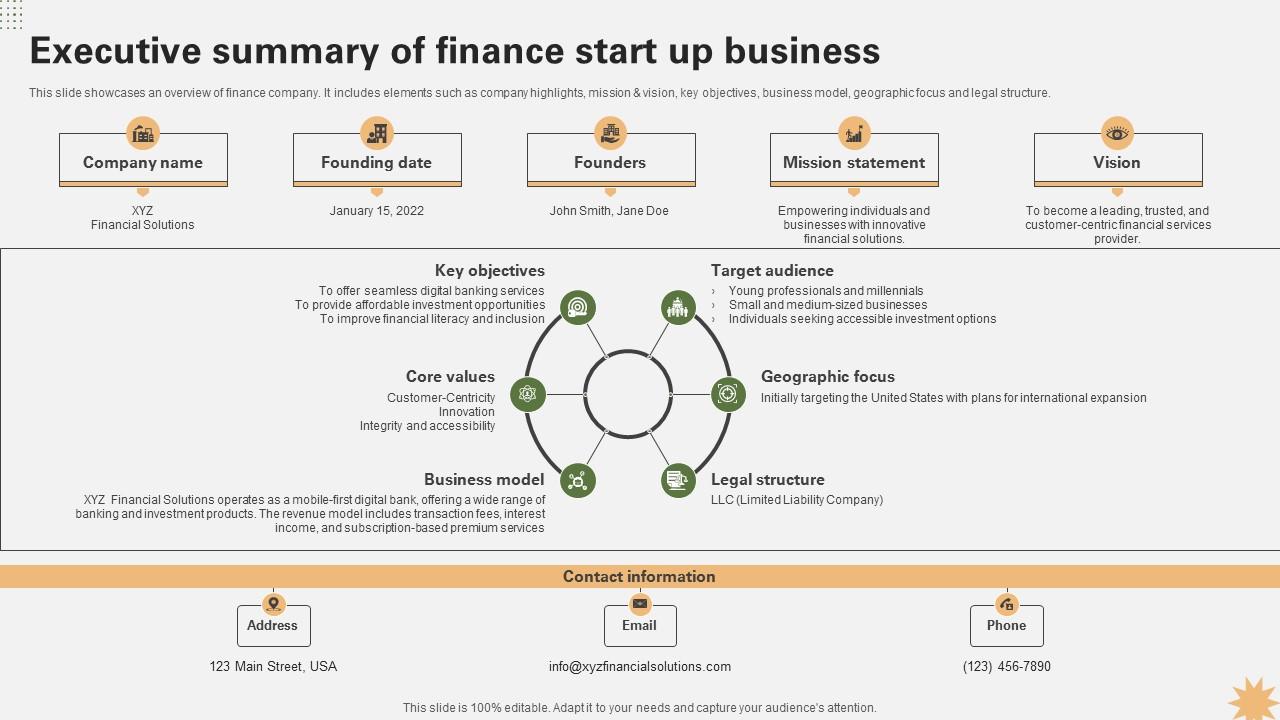 Executive Summary Of Finance Start Up Strategy For Launching A Financial Strategy SS V
