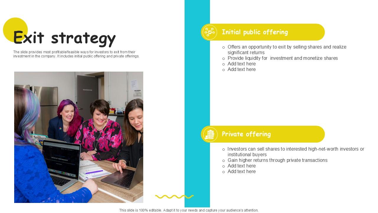 Exit Strategy Plant Based Eggs Developing Company Investor PPT Example