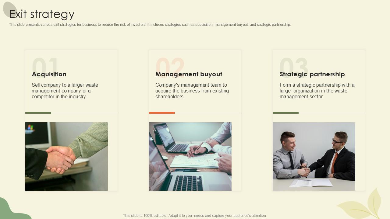 Exit Strategy Waste Disposal Platform Pitch Deck Ppt Slides
