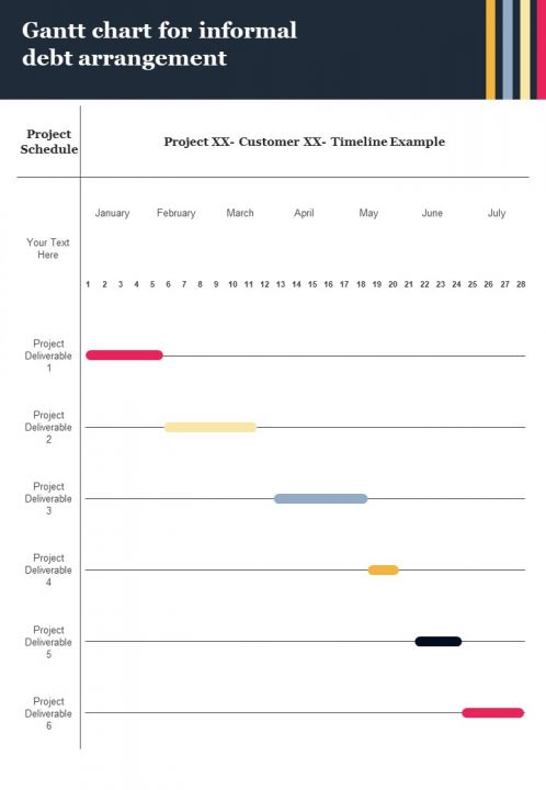Gantt Chart For Informal Debt Arrangement One Pager Sample Example Document