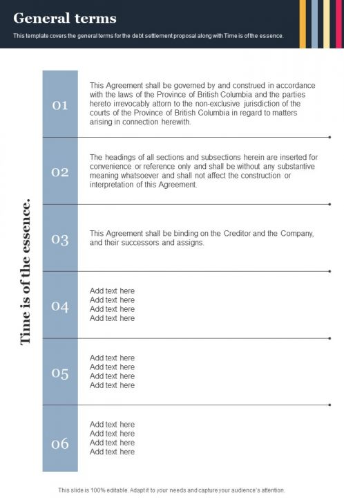 General Terms Informal Debt Arrangement One Pager Sample Example Document