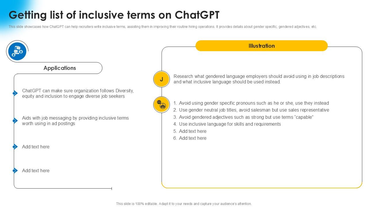 Getting List Of Inclusive Terms On ChatGPT AI Powered Recruitment Enhancing Ppt Presentation AI SS V