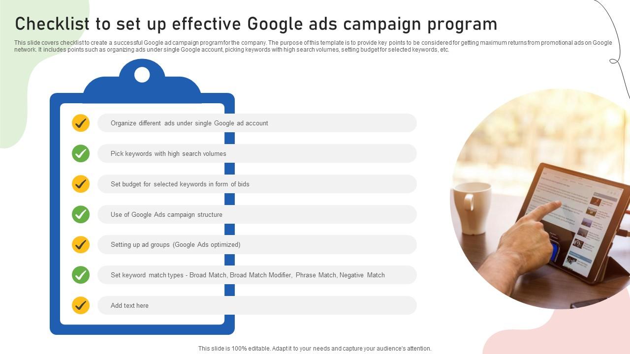 Google Ads Categories Checklist To Set Up Effective Google Ads Campaign Program MKT SS V