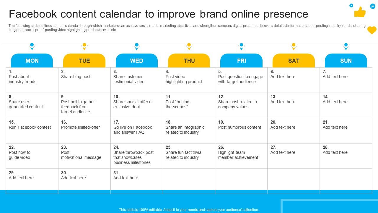 How To Create Cost Effective Facebook Content Calendar To Improve Strategy SS V