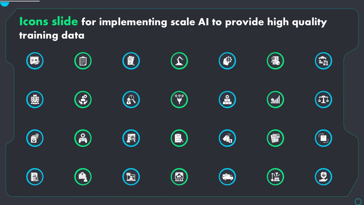 Icons Slide For Implementing Scale AI To Provide High Quality Training Data PPT PowerPoint AI SS V