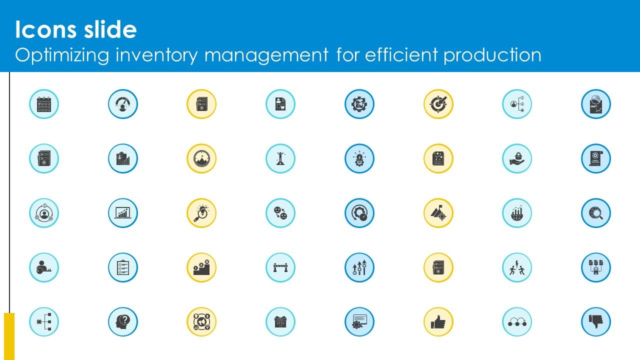 Icons Slide Optimizing Inventory Management For Efficient Production IoT SS V