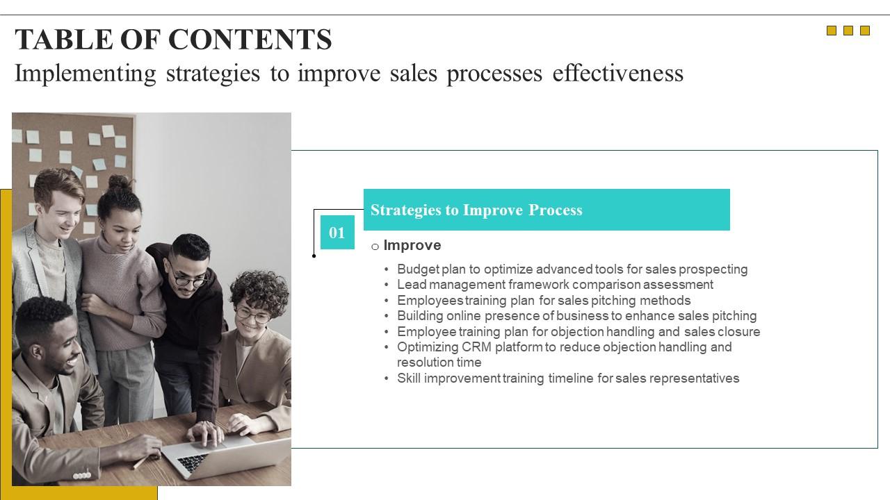 Implementing Strategies To Improve Sales Table of Contents Background Pdf